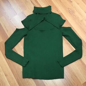 ELOQUII Green Ribbed Cutout Turtleneck Cold Shoulder Open Shoulder Size‎ 14 16